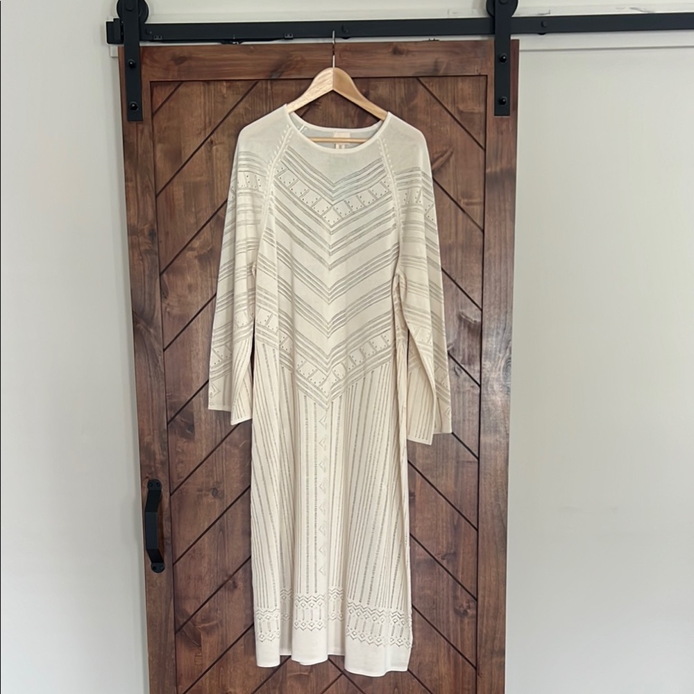 H&M Cream Long Sleeve Sweater Dress